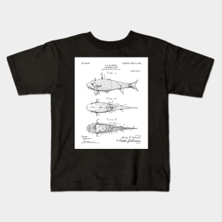 Fishing Lure Patent - Fisherman Outdoorsman Art - White Kids T-Shirt